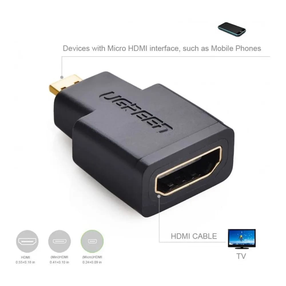 Ugreen Micro Hdmi Male To Hdmi Female Adapter Black 20106 — Teckpot 5627