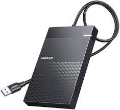 UGREEN 30719 2.5" External Hard Drive Enclosure Integrate With 1.6FT Cable, 5G SATA To USB3.0 7mm 9.5mm SSD HDD Case