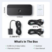 UGREEN USB 3.0 Switch 2 Computer Sharing USB C & A Devices, 4 Port USB Switcher Sharing Keyboard and Mouse, Printer/Scanner USB Switch Hub for Two Computers with 2 USB3.0 Cables and Remote (15705)