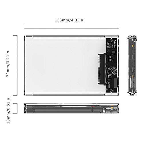 ORICO-2139U3-CR-BP 2.5" Transparent USB3.0 Hard Drive Enclosure