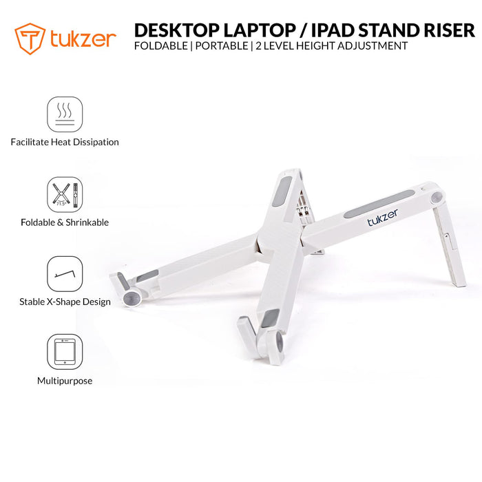 Tukzer ‎CCC-AAA-DE-0712-F1-213 15.6" 2 Level Foldable Laptop Stand Riser-White(Open Box)