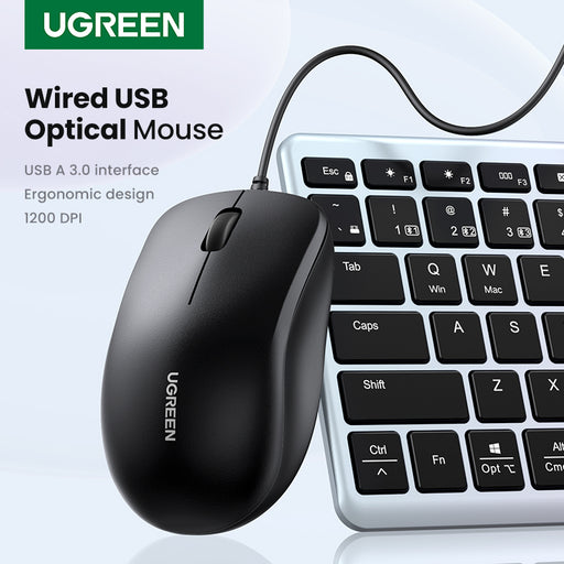 UGREEN 3 Buttons Usb Wired Optical Mouse 1200DPI With 1.5M Cable For laptop Desktop, PC etc. (90789)